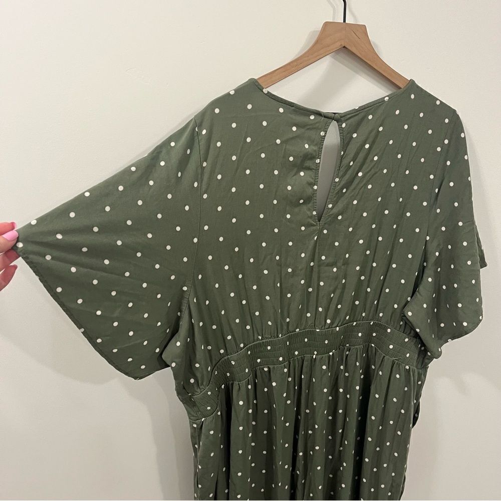 Torrid Stretch Challis Flutter Sleeve Jumpsuit 5X Honey Dots Olivine - Picture 10 of 16
